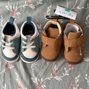 Child of Mine Baby Shoes - Teal and Tan